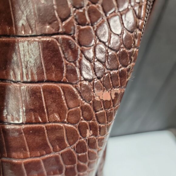 VTG Tote Duffel Bag Bath Body Works Brown Faux Alligator Leather 90s Y2K Travel - Picture 7 of 16